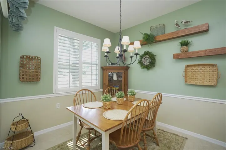 Dining space featuring a chandelier