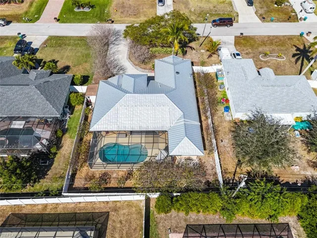 Drone / aerial view of a pool