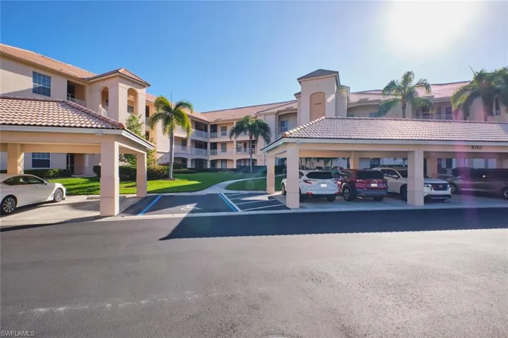 View of covered parking lot