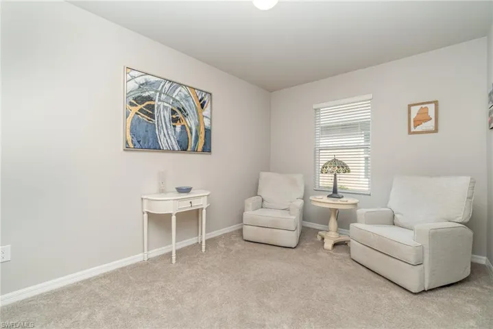 Sitting room with carpet flooring