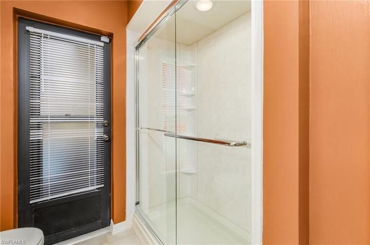 Pool/guest bath with walk in shower and lots of storage