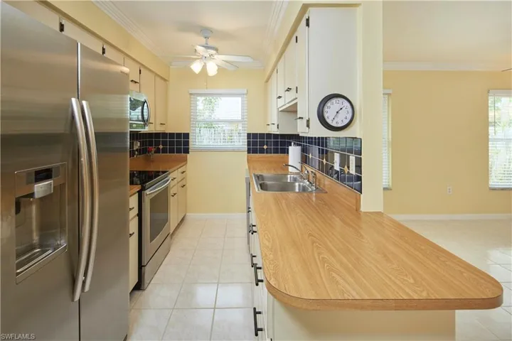 Close up view of galley kitchen.
