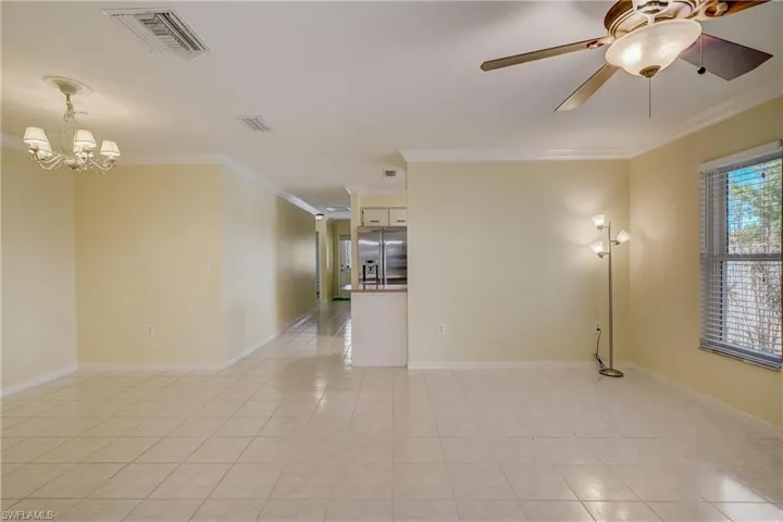 Tile flooring throughout allows for easy maintenance.
