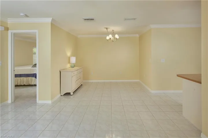 View of dining room from kitchen.