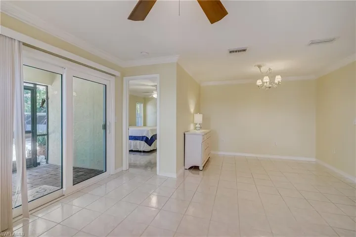 Dining area has ample space for a large table and all of your guests!