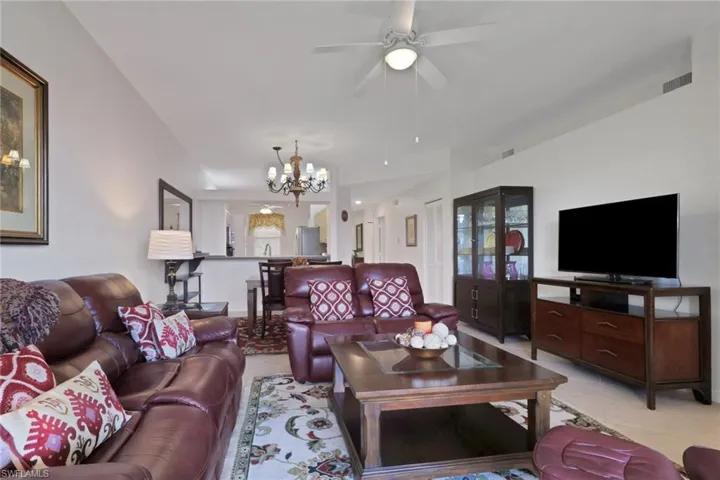Open floor plan with tile floors