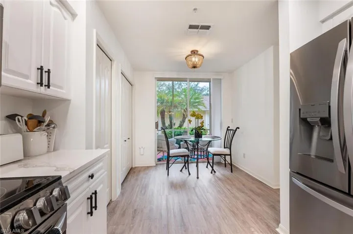 Dining room with light wood-type flooring