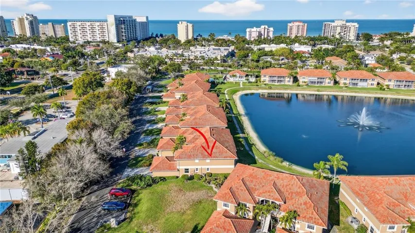 Aerial view of a large body of water