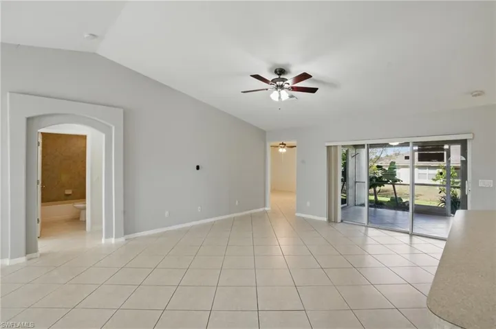 View of living room from den