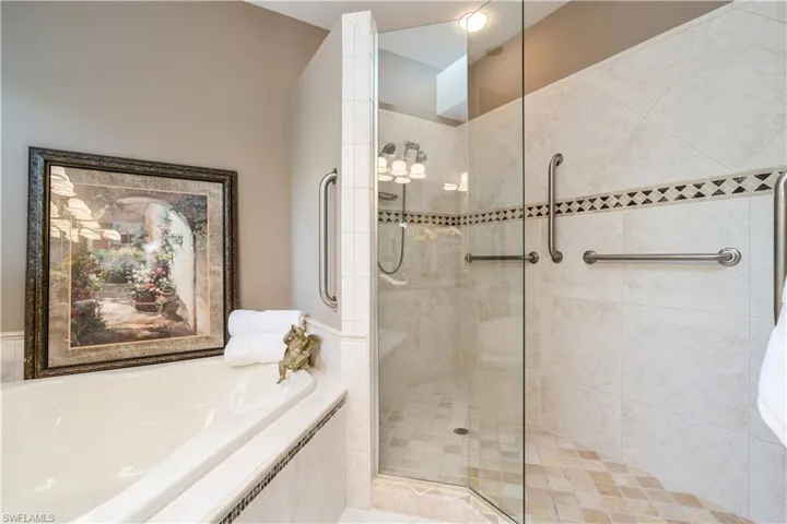 Primary bathroom with shower with separate bathtub