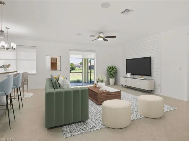 Staged fist floor living room