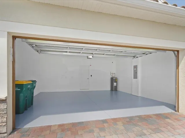 two car garage with sealed floor