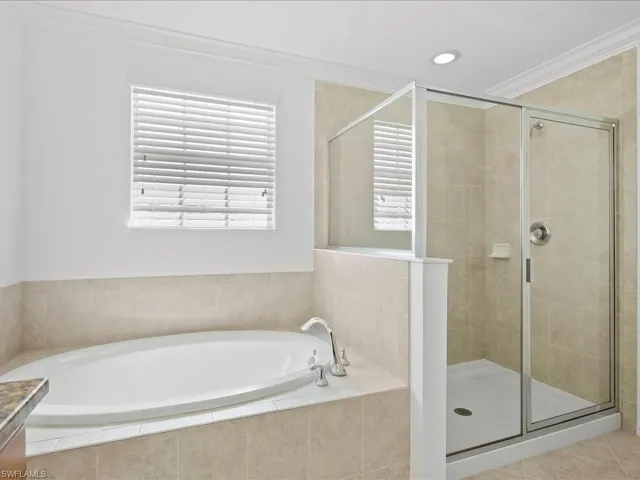Primary bath with garden tub and shower
