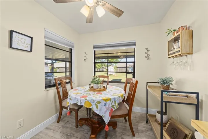 Dining area featuring ceiling fan