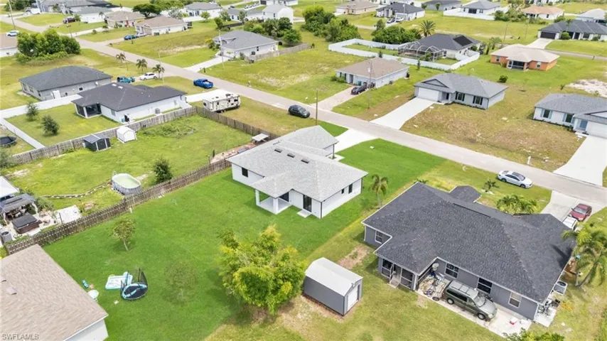 Aerial perspective of suburban area
