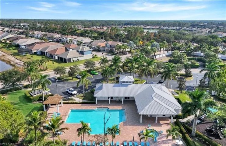 Bird's eye view of a pool area