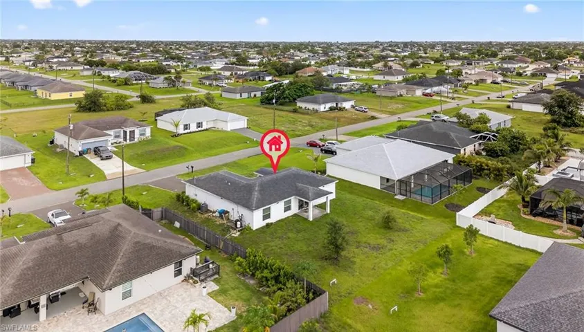 Aerial perspective of suburban area