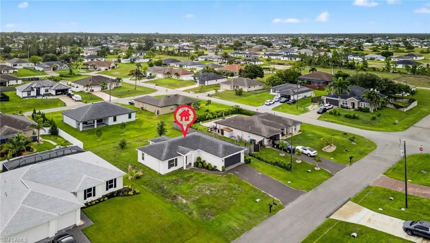 Aerial perspective of suburban area