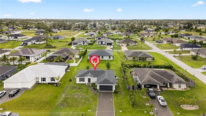 Aerial perspective of suburban area