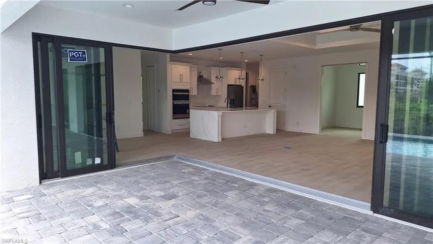 View from patio to open living area