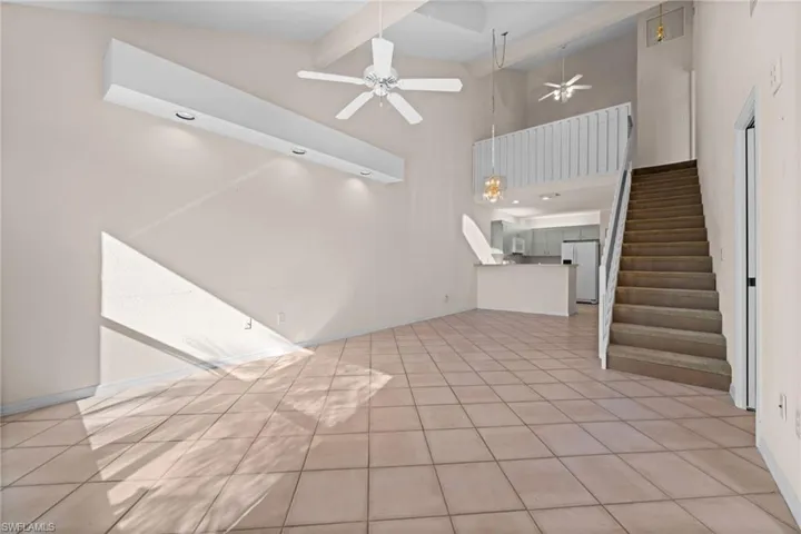 Open concept with high ceiling