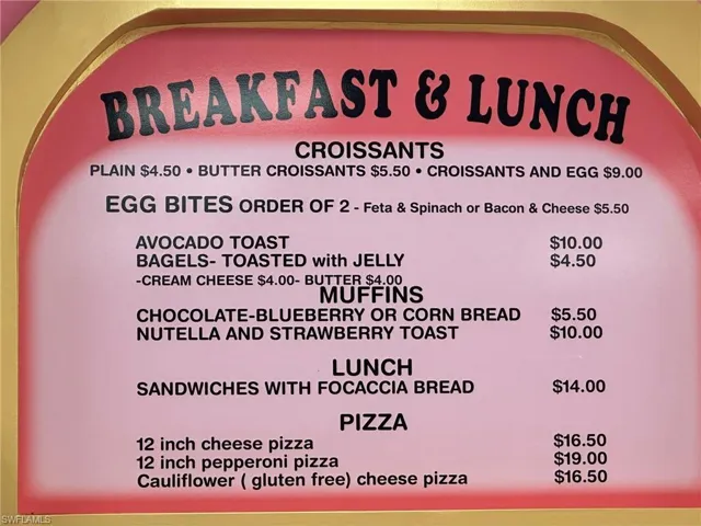 SWEET LICKS partial menu