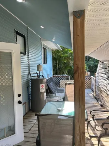 Wooden deck with water heater