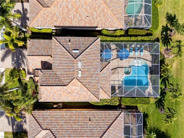 Drone / aerial view of a pool area