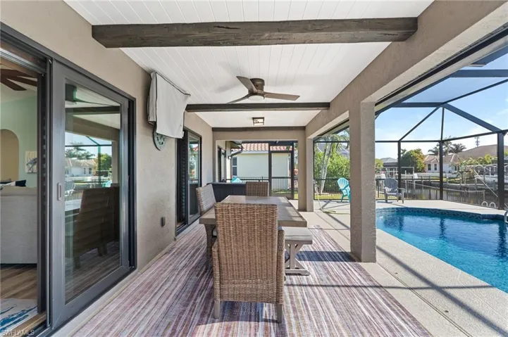 Covered Lanai Space with Dining Table & TV