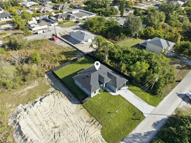 Aerial perspective of suburban area