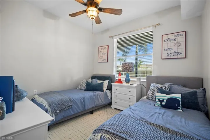 Bedroom with a ceiling fan