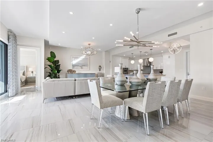 Dining room featuring a notable chandelier