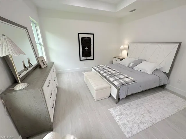Bedroom with light wood-type flooring