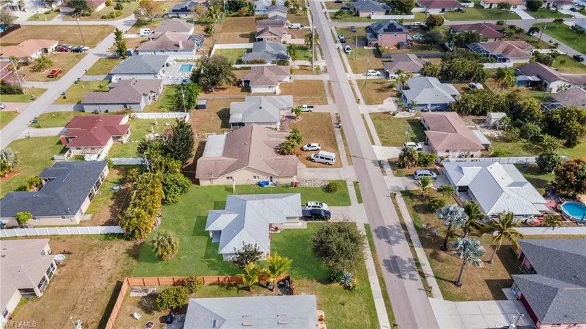Aerial perspective of suburban area