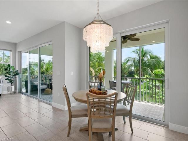 Dining room with designer chandelier