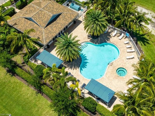 ariel view of pool and clubhouse