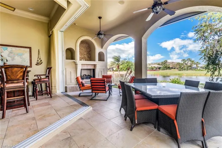 Relax on this second lanai.  Disappearing sliders and fireplace!