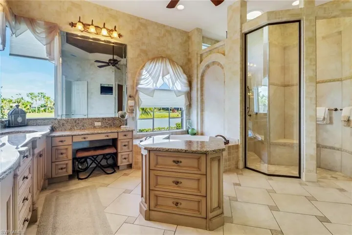 Shower has skylight for plenty of natural lighting