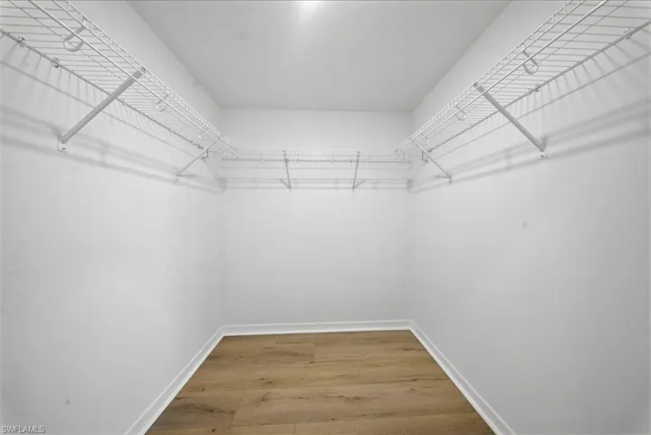 Spacious closet with light wood-style floors