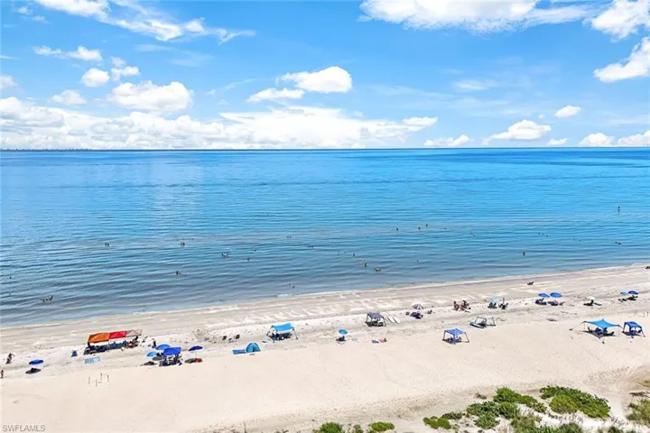 Property view of water with a beach view