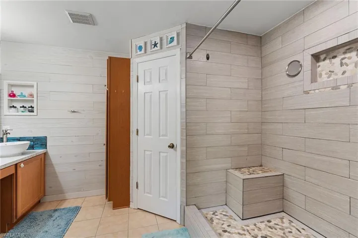 Primary bath with new step in shower