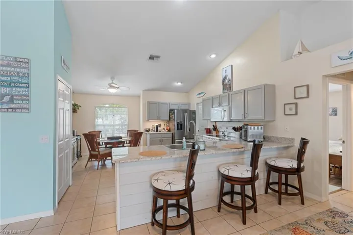 Open kitchen with new granite