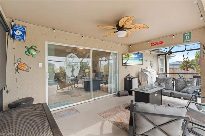 Lanai view with fans