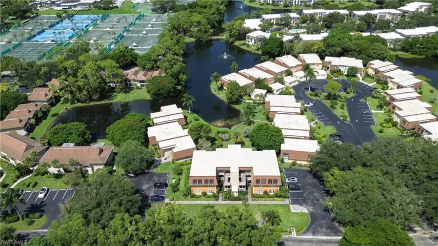 Aerial overview of property's location with a nearby body of water