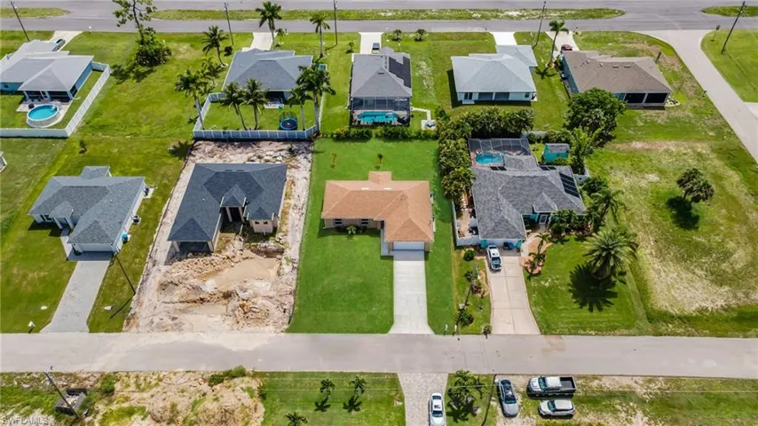 Aerial perspective of suburban area