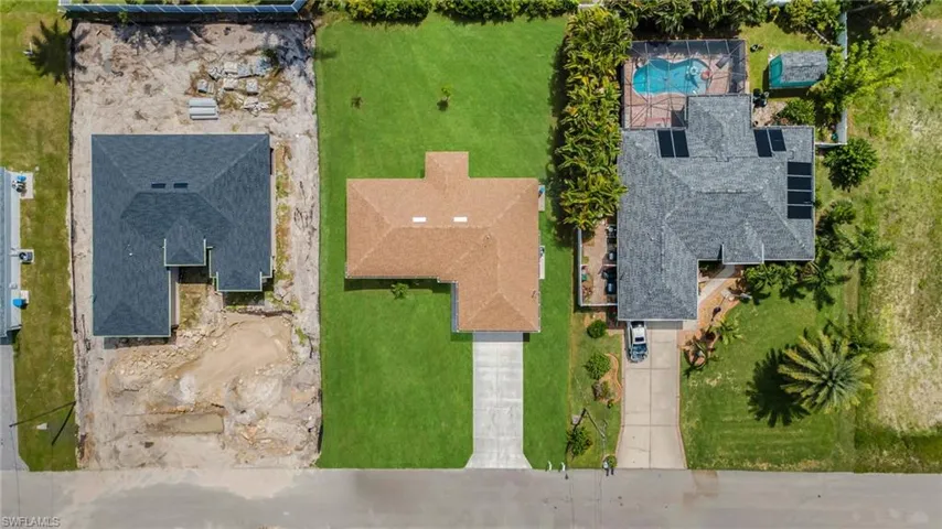 View from above of property with a pool