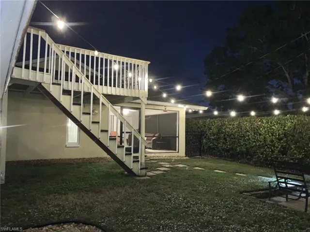 View of yard at twilight