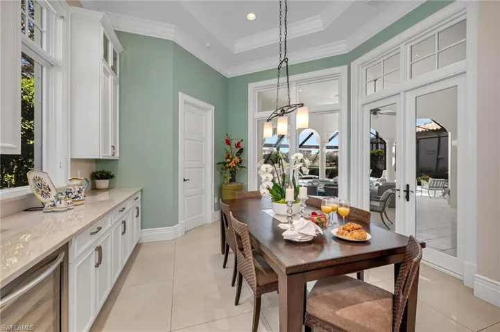 Ready for some coffee and croissants?  The views to the outdoor lanai from here are wonderful!