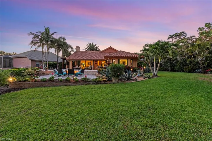 Rear view of house at night