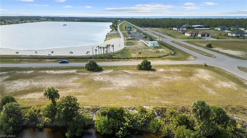 Aerial view of a large body of water